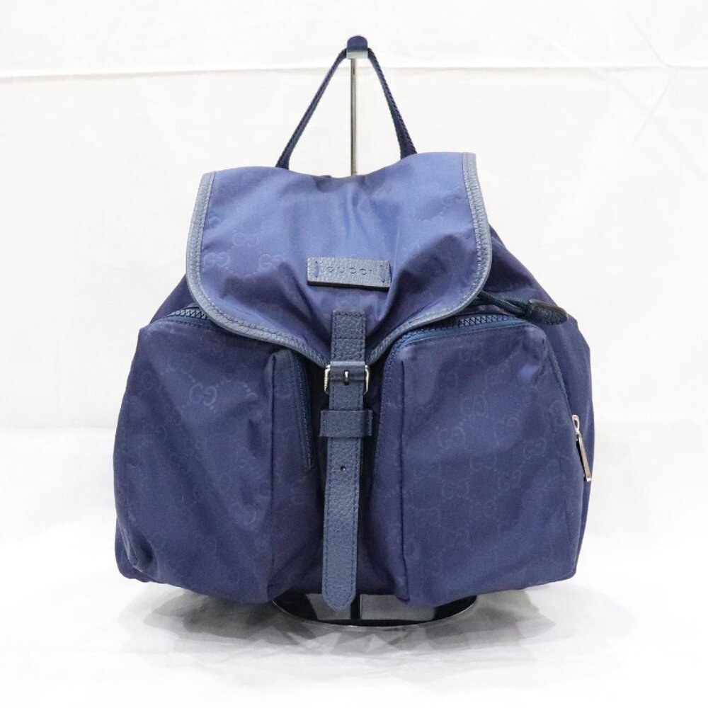 GUCCI (Authentic) GG Nylon Backpack Rucksack Navy 510343